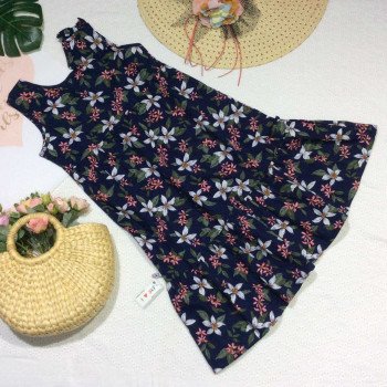 Váy sát nách hoa 2 tầng khóa kéo lưng - v29284